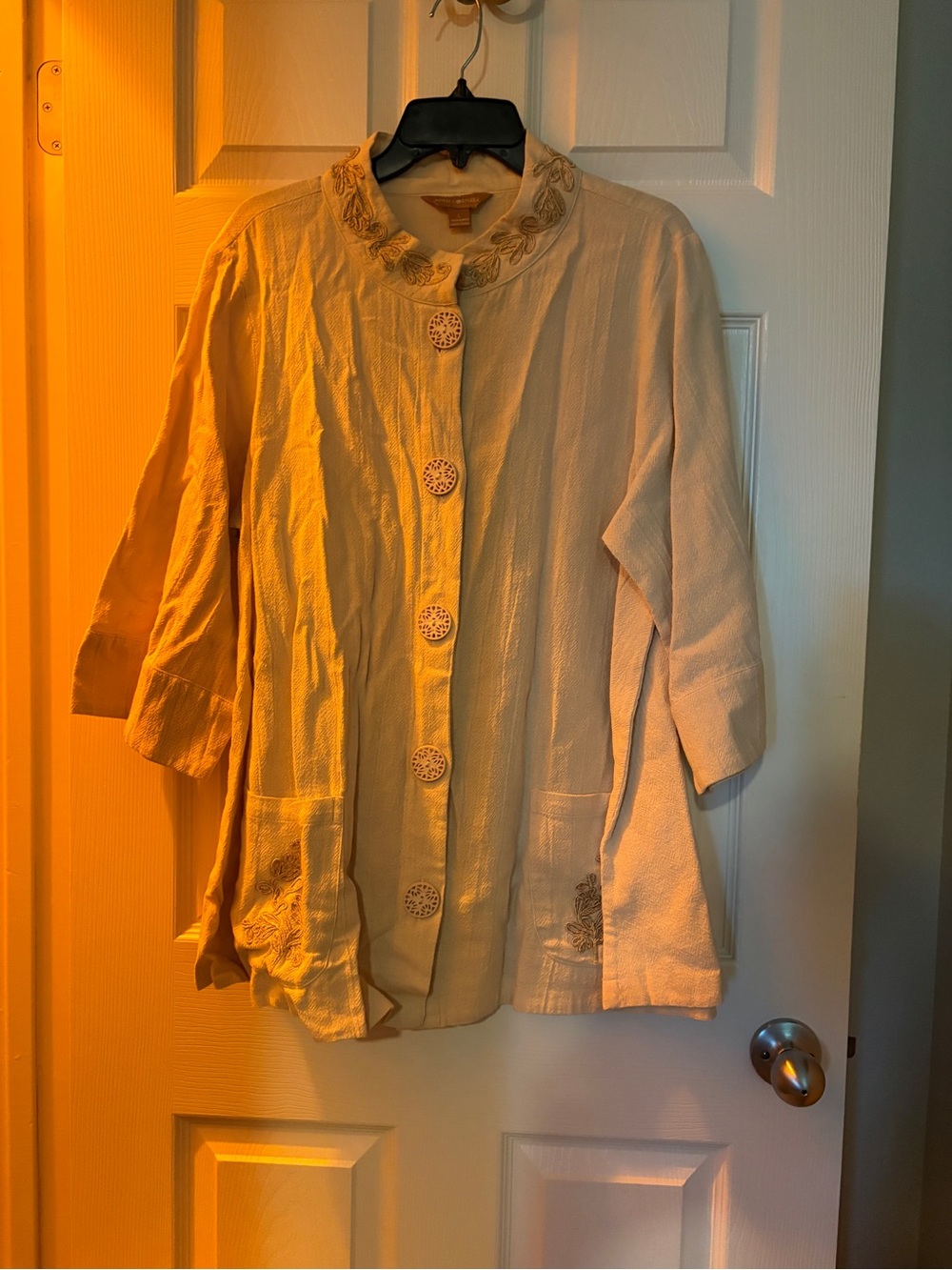 April Cornell Cream Embroidered Button Tunic